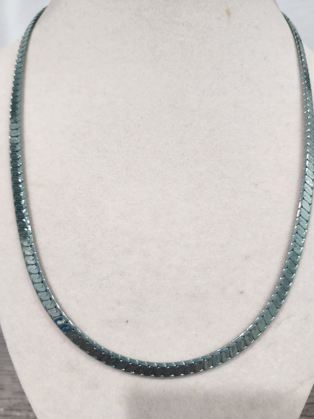 Polished Steel-Tone Herringbone Necklace - Alexa Rae